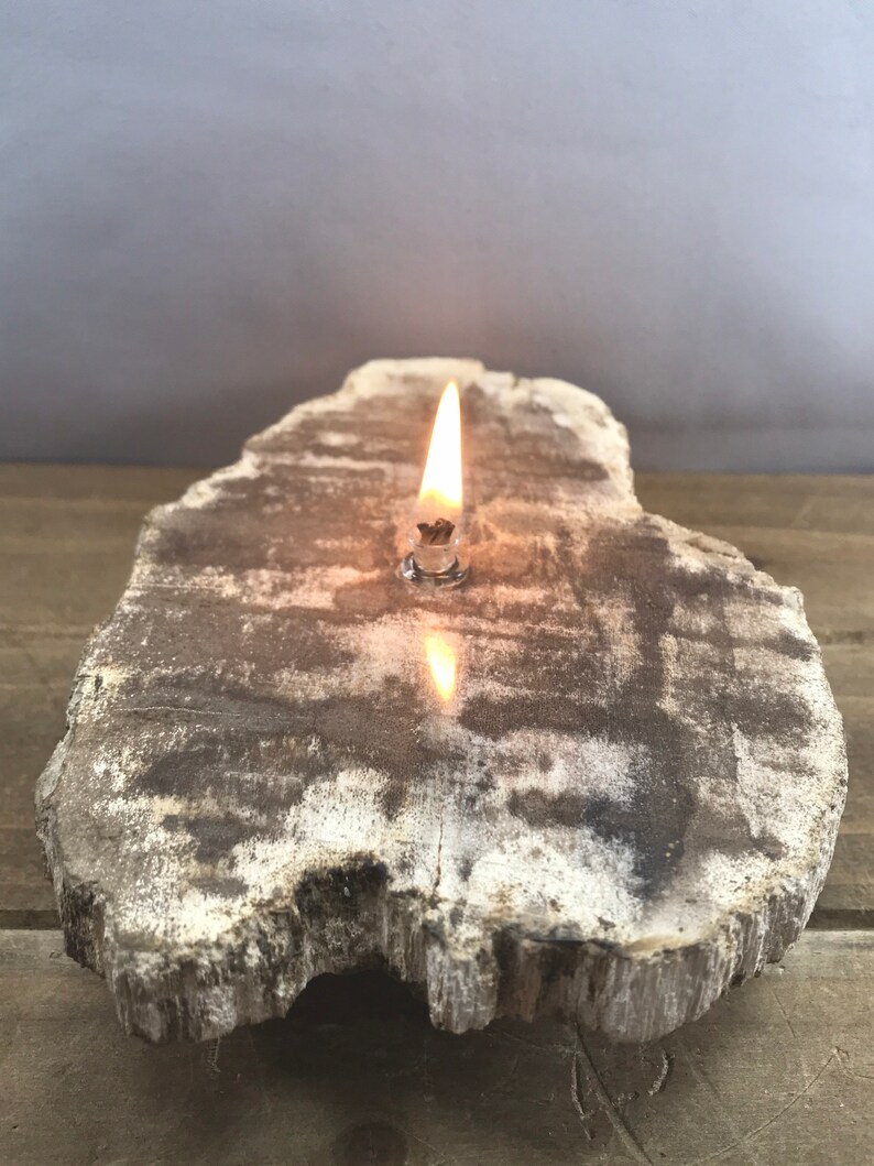 Petrified wood oil lamp rock lamp rock oil lamp rock candle Etsy
