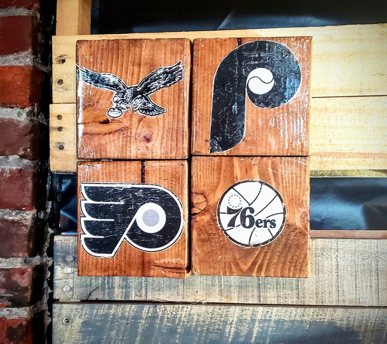 Philly Sports teams collage wood plaque wall decor Etsy