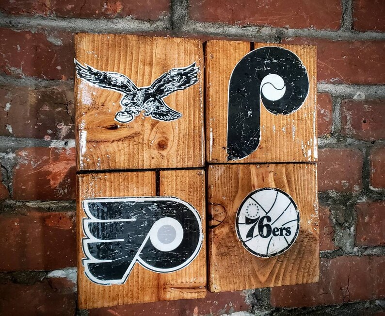 Philly Sports Teams Collage Wood Plaque Wall Decor Etsy