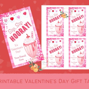 Crazy Straw Valentine Cards, Sip Sip Hooray It&#39;s Valentine&#39;s Day Card, Valentine&#39;s Printable, Kid&#39;s Valentine&#39;s Tag, Valentine Printable