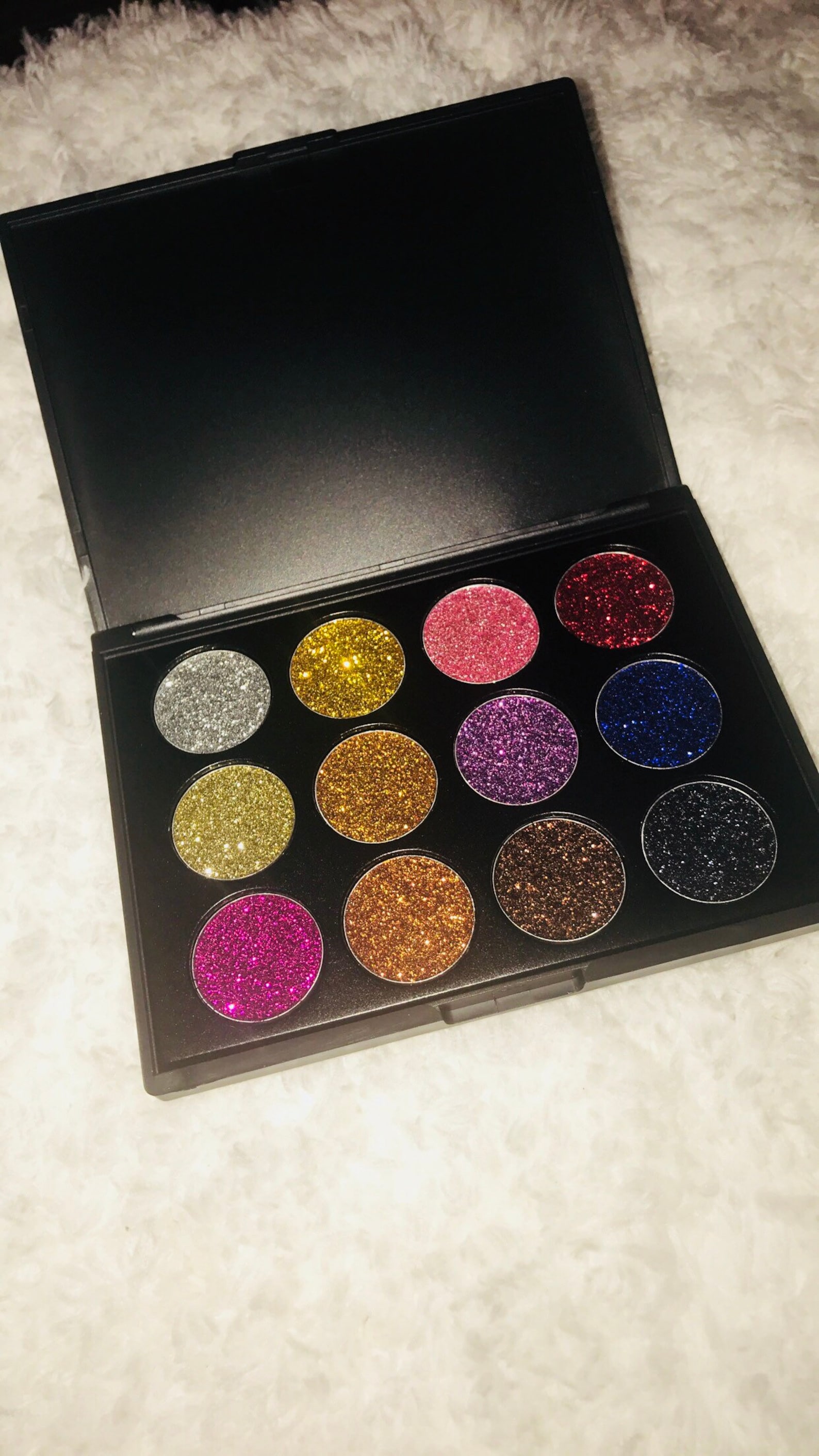 12 Color Pressed Glitter Eyeshadow Palette Etsy