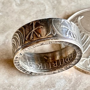 Germany 5 Mark Silver Eagle Ring | Vintage Handmade Jewelry | Custom Collector Band | Unique Gift for Him Her Friend Souvenir Keepsake
