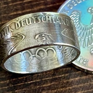 Germany Coin Ring | Silver Eagle 10 German Mark Ring | Handmade Custom Jewelry | Vintage Coin Ring Gift for Him or Her | Collector’s Piece