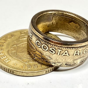 Costa Rica Coin Ring – Handmade Colones Ring | Vintage Costa Rican Jewelry | Custom World Coin Ring Gift for Him or Her