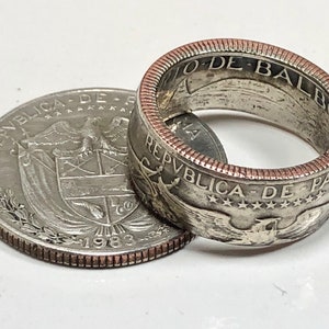 1/4 Balboa Panama Coin Ring – Handmade Vintage Ring | Panamanian Coin Jewelry | Unique Travel Gift | Coin Ring for Him or Her
