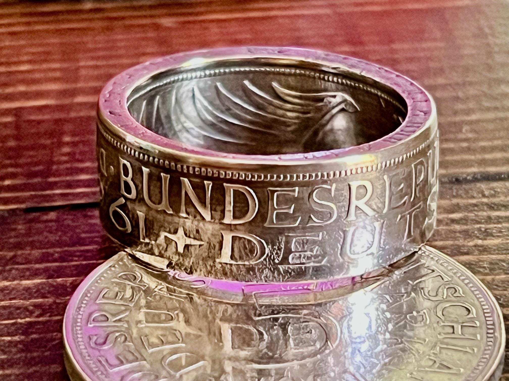 Germany 5 Deutsche Mark Coin Ring Silver Handmade German Coin