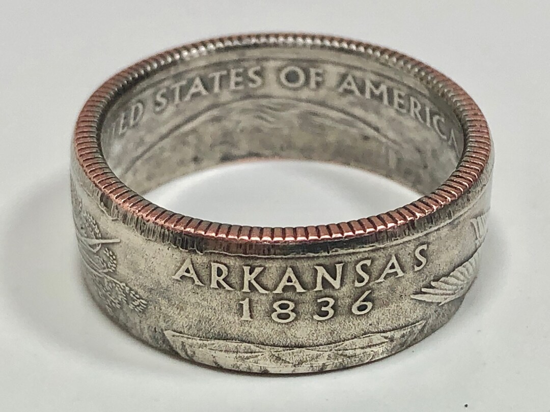 State Coin Rings Arkansas Ring USA State Coin Ring Quarter Dollar United States of ...