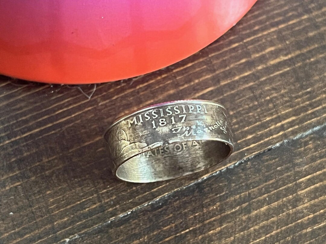 Bague Mississippi, États-Unis, pièce de monnaie, quart de dollar