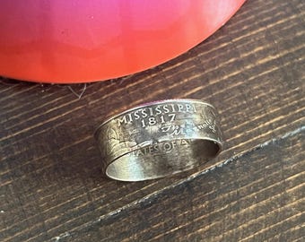 Bague Mississippi, États-Unis, pièce de monnaie, quart de dollar
