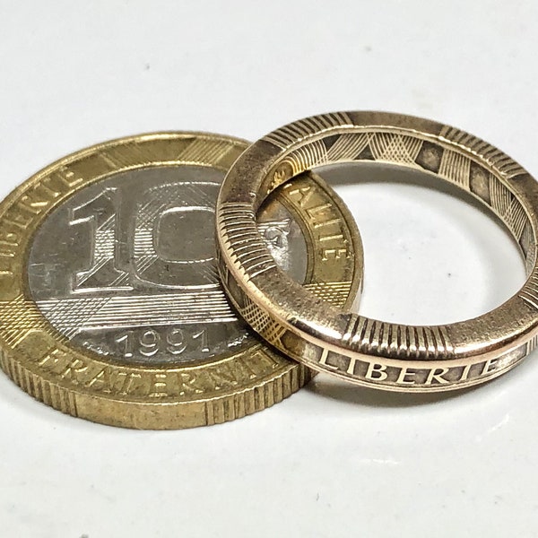 France Coin Ring French 10 Franc Liberte Egalite Fraternite Personal Custom Gift For Friend Coin Ring Gift For Him Her World Coin Collector