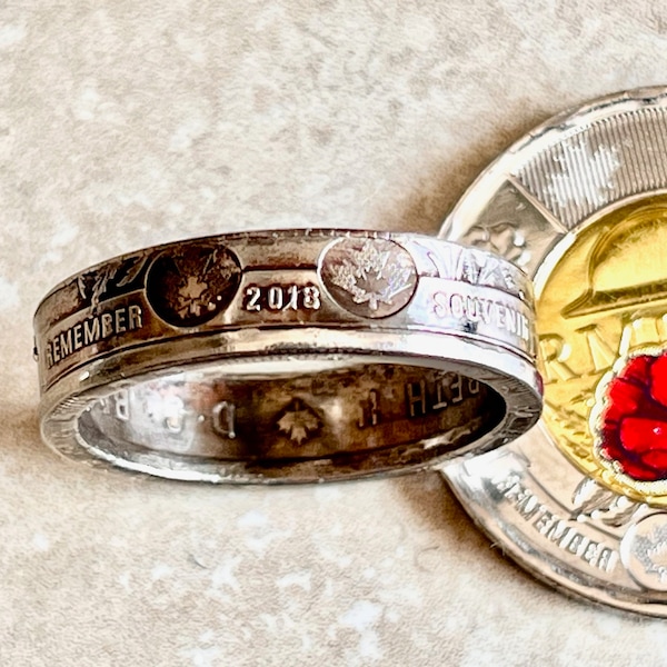 Armistice Canada Coin Ring World War One Handmade Personal Jewelry Ring Gift For Friend Coin Ring Gift For Him Her World Coin Collector