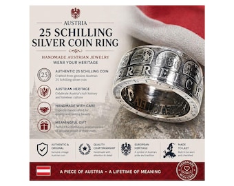 Austria 25 Schilling Silver Coin Ring Handmade Vintage Austrian Jewelry Custom Size European Heritage Gift