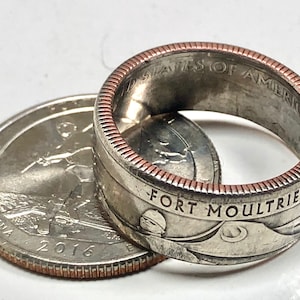 South Carolina Fort Moultrie Sullivan’s Island Ring USA State Coin Ring Quarter Dollar United States of America, President, Jewelry, Liberty