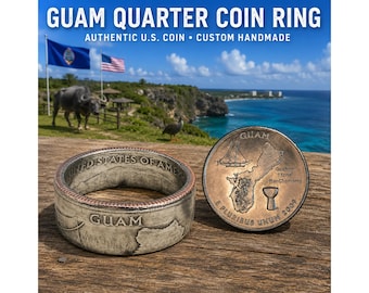 Guam Ring Quarter Coin Ring Handmade Personal Jewelry Ring Gift For Friend Coin Ring Gift For Him Her World Coin Collector