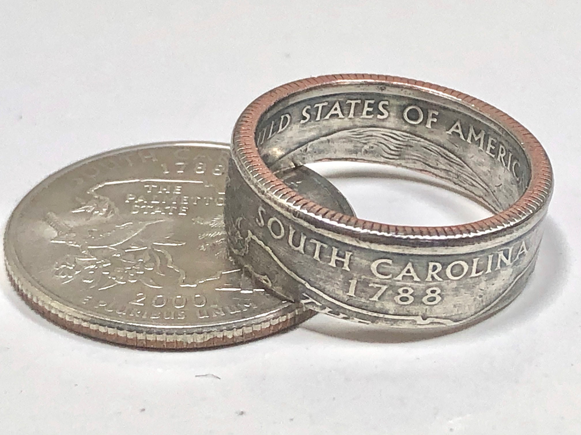 State Coin Rings South Carolina Ring USA State Coin Ring Quarter Dollar United States of ...