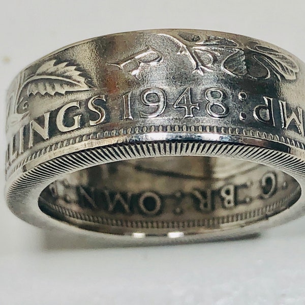United Kingdom Ring George VI British Two Shilling England Personal Jewelry Ring Gift For Friend Ring Gift For Him Her World Coin Collector