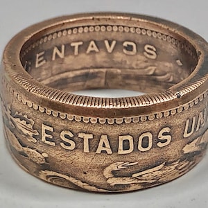 Mexico Coin Ring – 50 Centavos Estados Unidos Mexicanos – Handmade Jewelry – Vintage Mexican Ring – Gift for Friend – Aztec Coin Art