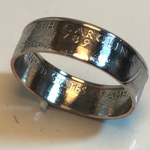 North Carolina Ring USA State Coin Ring Quarter Dollar United States of America, President, Jewelry, Liberty, In God We Trust, Handmade