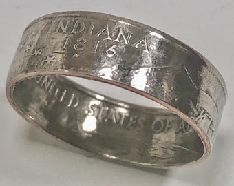 Indiana Ring USA State Coin Ring Quarter Dollar United States of America, President, Jewelry, Liberty, In God We Trust, Custom Handmade