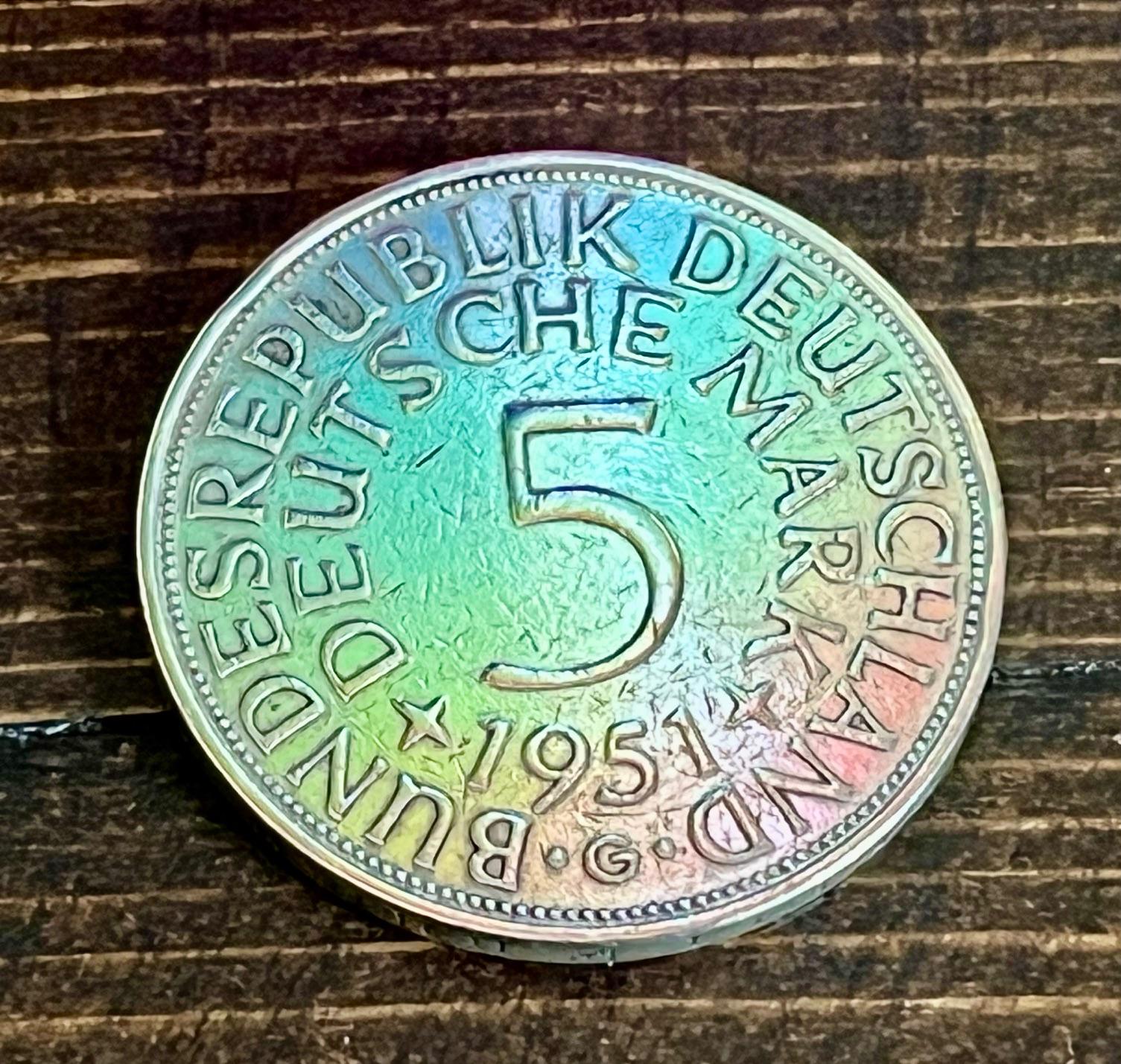 Germany 5 Deutsche Mark Coin Ring Silver Handmade German Coin