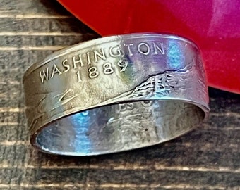 Washington Ring USA State Coin Ring Quarter Dollar United States of America, President, Jewelry, Liberty, In God We Trust, Custom Handmade