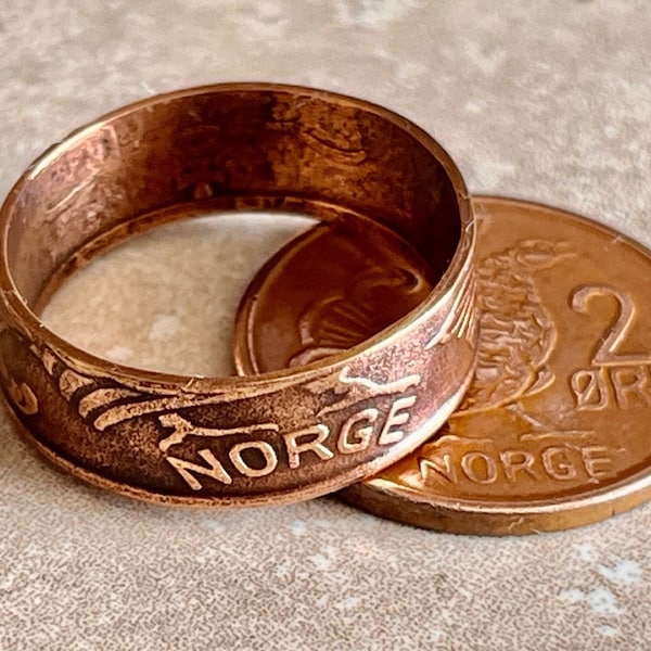 Norway Ring Norwegian 2 Ore Coin Ring Handmade Personal Jewelry Ring Gift For Friend Coin Ring Gift For Him Her World Coin Collector