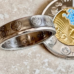 Insulin Canada Coin Ring 2021 Canadian 2 Dollar Handmade Personal Jewelry Ring Gift For Friend Ring Gift For Him Her World Coin Collector