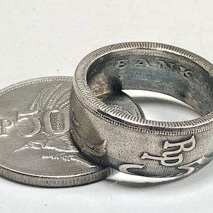 Indonesia Coin Ring 50 Rupiah Indonesian Handmade Personal Custom Ring Gift For Friend Coin Ring Gift For Him Her World Coin Collector