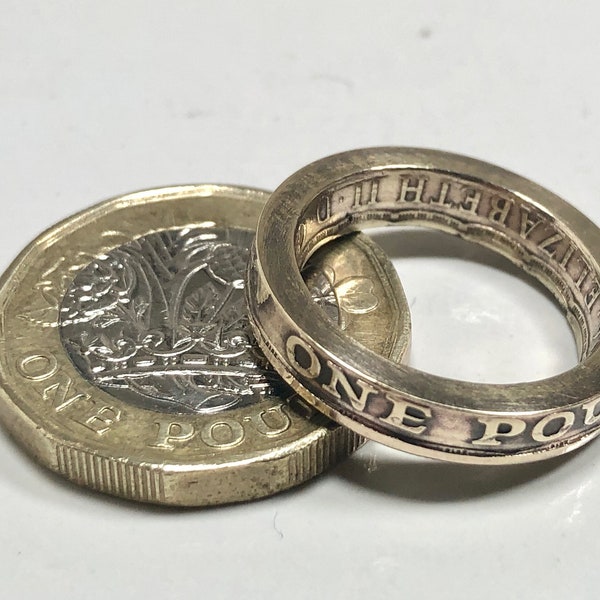 Bague pièce de monnaie Grande-Bretagne Royaume-Uni une livre, bague personnalisée personnelle faite main, cadeau pour un ami, cadeau bague pour lui, collectionneur de pièces de monnaie du monde entier