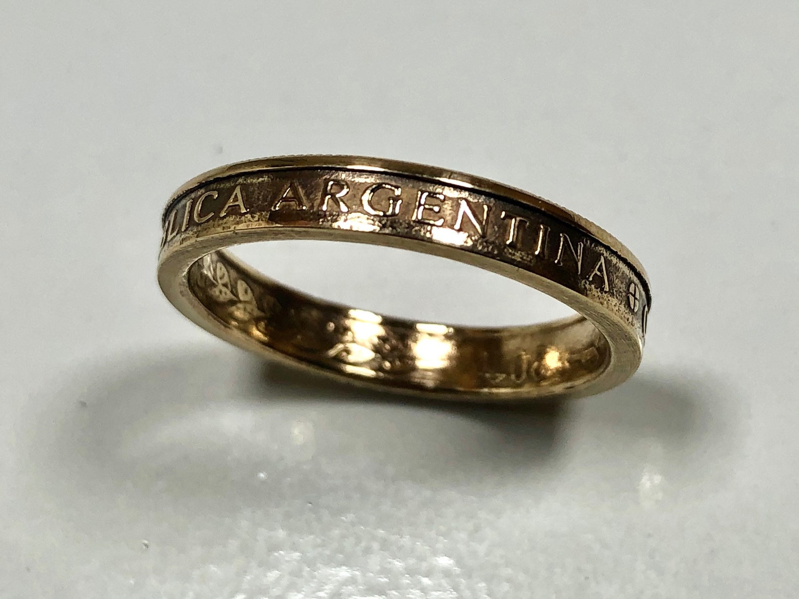 Vintage Argentina Ring Argentinian 2 Peso Outside Disc Coin Etsy