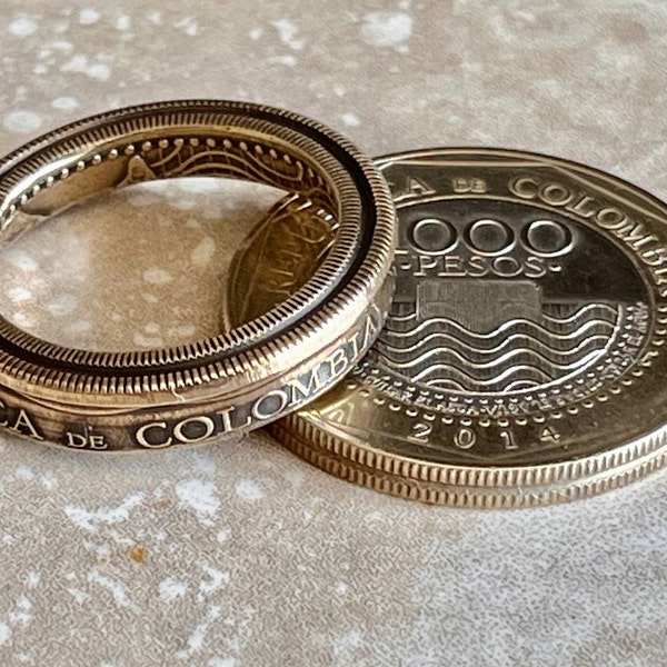 Colombia Coin Ring Colombian 1000 Pesos Ring Handmade Personal Custom Ring Gift For Friend Coin Ring Gift For Him Her World Coin Collector