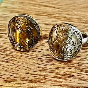 Hobo Ring Girl Coin Ring Unique Handmade Jewelry Personal Custom Ring Gift For Friend Him Her World Coin Collector