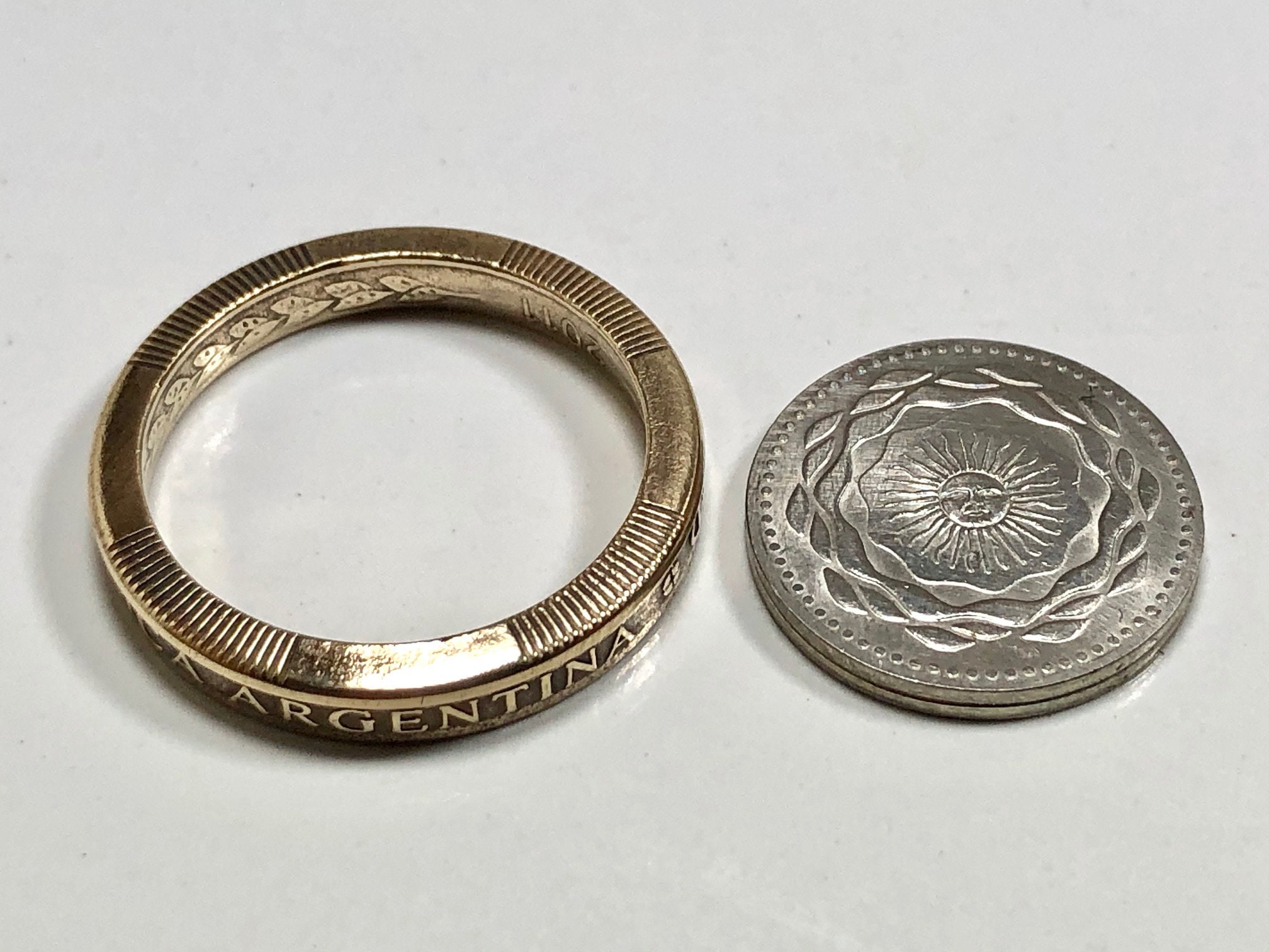 Vintage Argentina Ring Argentinian 2 Peso Outside Disc Coin Etsy