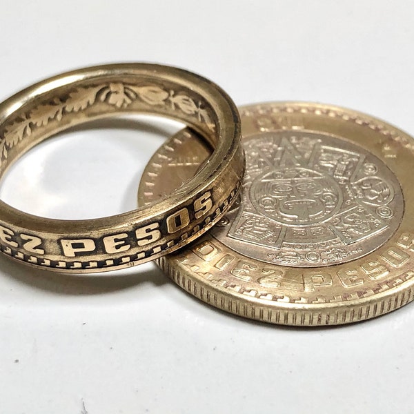 Mexico Ring Mexican 10 Peso Coin Ring Handmade Personal Jewelry Vintage Ring Gift For Friend Coin Ring Gift For Him Her World Coin Collector