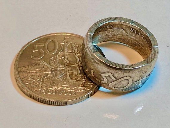 New Zealand Ring 50 Cent Coin Ring Endeavour Hand Made In Etsy New Zealand Ring 50 Cent Coin Ring Endeavour Hand Made In Etsy