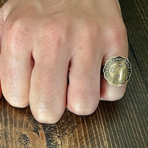 Hong Kong Coin Ring Twenty Cents China Handmade Personal Jewelry Ring Gift For Friend Coin Ring Gift For Him Her World Coin Collector