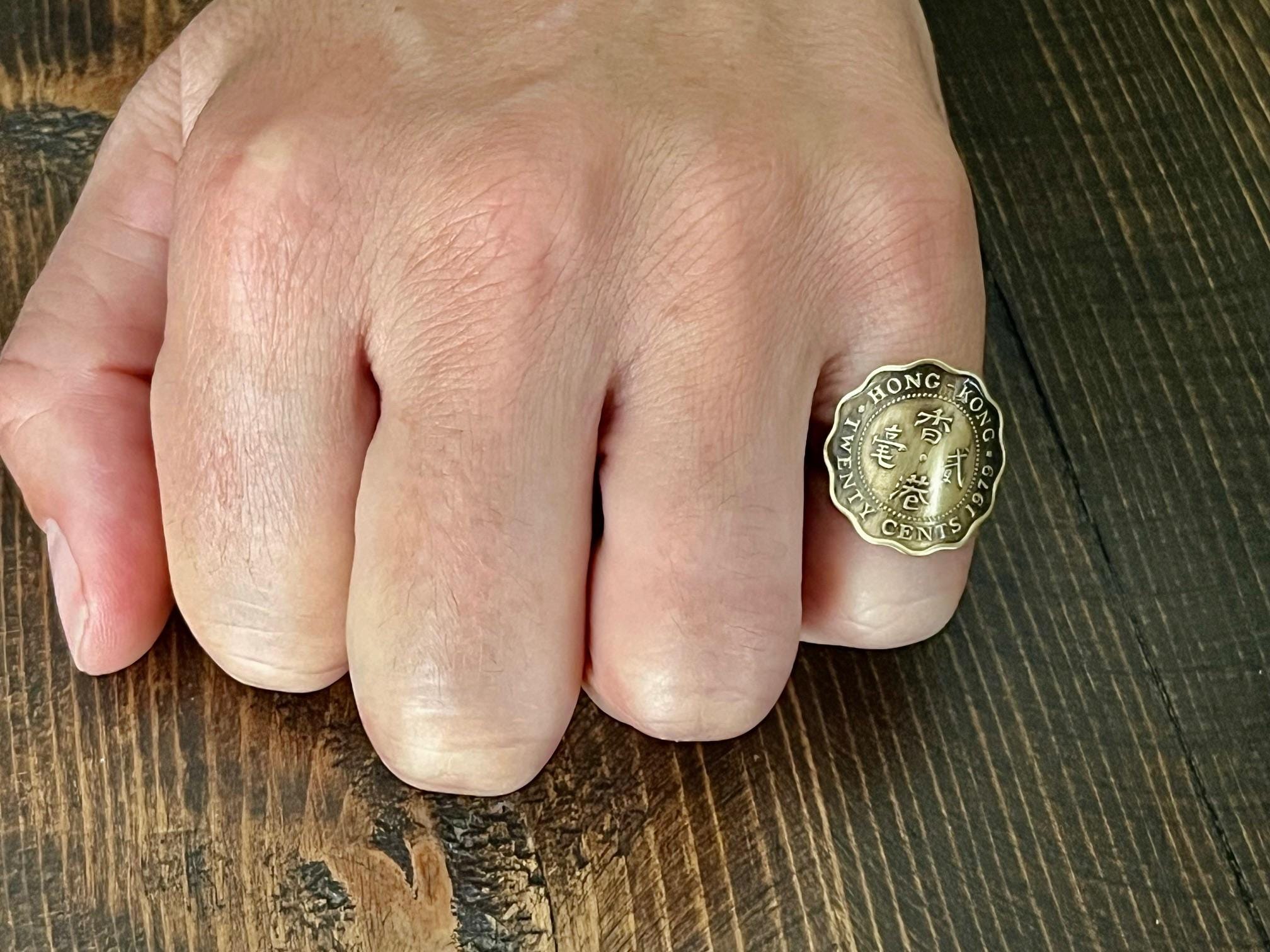 香港コインリング、20セントリング、中国製、ヴィンテージパーソナルコインジュエリー、ハンドメイドリングギフト、友人への贈り物 - Etsy 日本