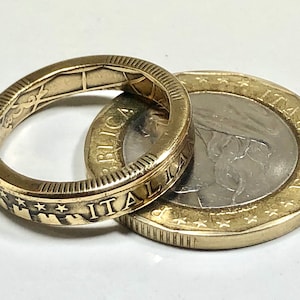 Italy 1000 Lire Coin Ring – Handmade Italian Vintage Ring – Custom Coin Jewelry – Gift for Him or Her – Unique Italian Souvenir Custom Made