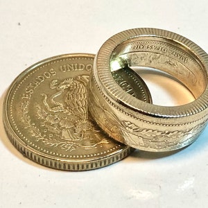 Mexico Coin Ring – 1000 Peso Eagle Design | Handmade Vintage Jewelry | Custom Gift for Him or Her | Mexican Coin Collector Ring