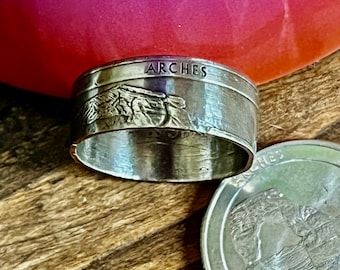 Utah Arches Ring Coin Ring Quarter Dollar United States of America, President, Jewelry, Liberty, In God We Trust, Custom Handmade