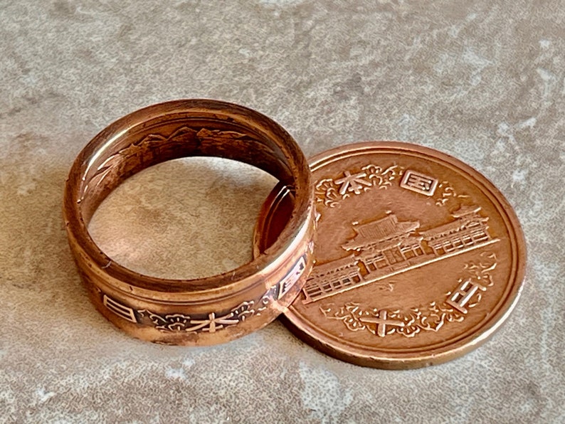 Japan 10 Yen Coin Ring Charm Japanese Handmade Jewelry Stainless Steel ...