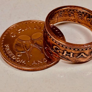 Ghana Africa Coin Ring Pesewa Handmade Personal Jewelry Ring Charm Gift For Friend Coin Ring Gift For Him Her World Coin Collector