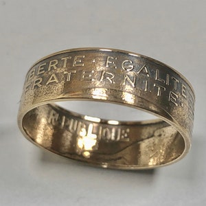 Frankreich Münzring - 20 Centimes Liberty Equality Brüderlichkeit - Handgemachter französischer Vintage Schmuck - Individuelles Geschenk für Geschichtsliebhaber