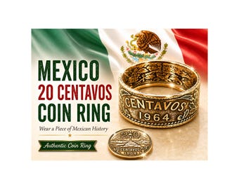 Mexico 20 Centavos Coin Ring, Mexican Coin Ring, Copper Ring Gift, Vintage Mexico Jewelry, Handmade Ring Custom Size