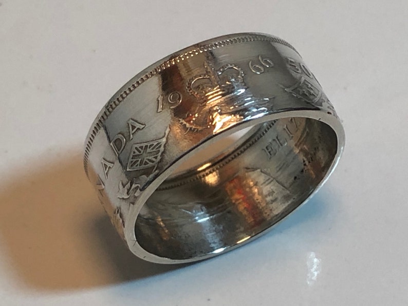 Canada Silver 50 Cent Coin Ring Handmade Canadian Jewelry Vintage Half ...