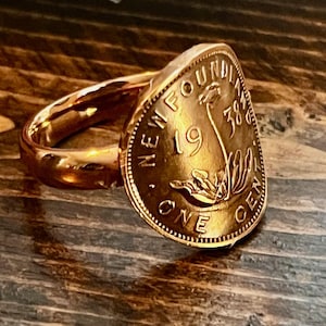 Newfoundland Coin Ring Penny Canada Provence NFLD Unique Handmade Jewelry Personal Custom Ring Gift For Friend Him Her World Coin Collector