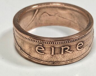 Ireland Coin Ring – 2 Pence Irish Harp Ring – Eire Coin Jewelry – Lucky Irish Ring – Handmade Custom Gift for Him or Her – Celtic Charm