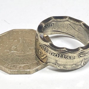 Belize Ring Ein Dollar Münze Ring handgemachte persönliche Schmuck Ring Geschenk für Freund Münze Ring Geschenk für ihn ihre Welt Münzsammler
