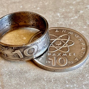 Greek Coin Ring 10 Apaxmai Drachma Greece Handmade Personal Jewelry Ring Gift For Friend Coin Ring Gift For Him Her World Coin Collector