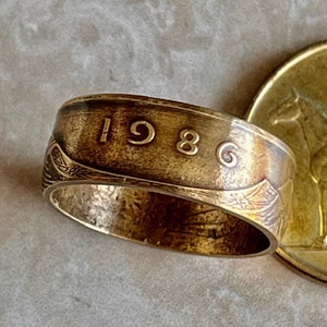 Irland Münzring – 20 Pence irischer keltischer Harfen Ring – Glücksklee Schmuck – handgemachtes Geschenk für Sie und Ihn